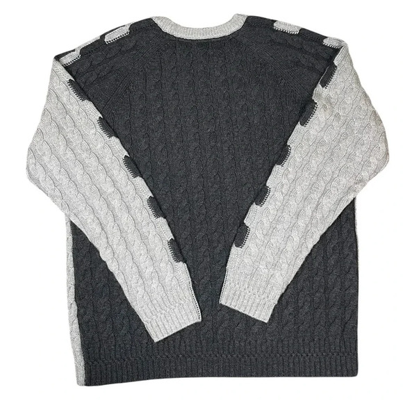 Crosby & Howard Mens Merino Wool Sweater Grandpa Gray Cable Knit Size Large - Picture 4 of 7